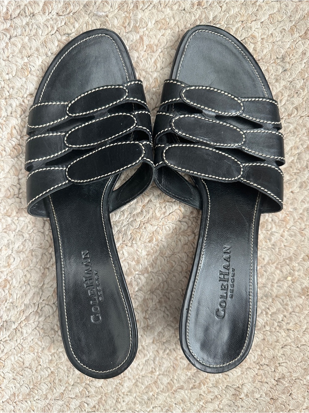 Cole Haan Slides- black cross weave Sz 8